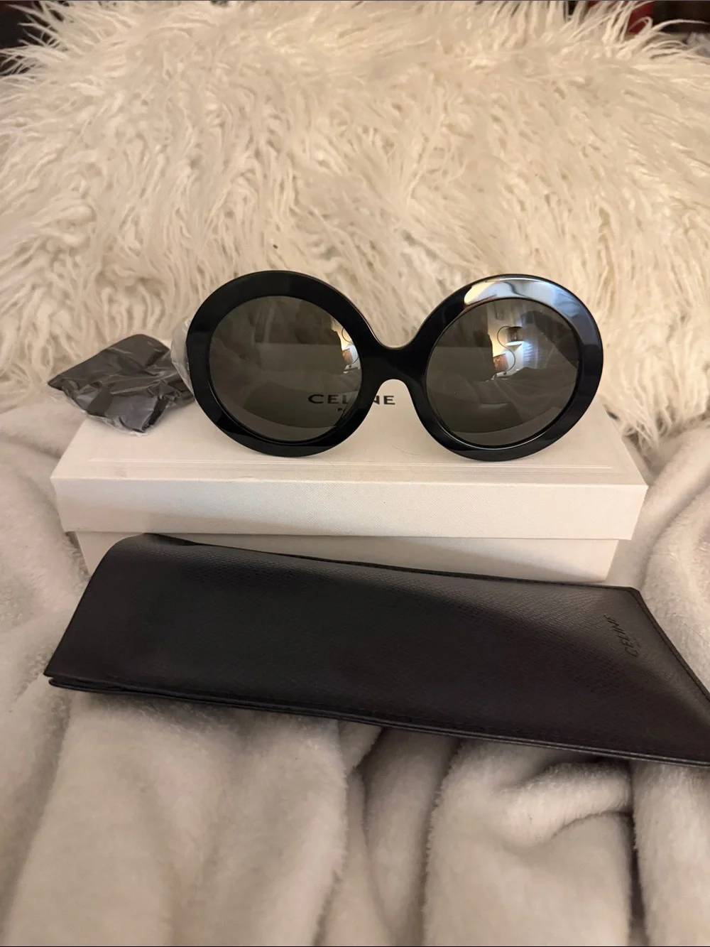 Celine Black Round Statement Sunglasses